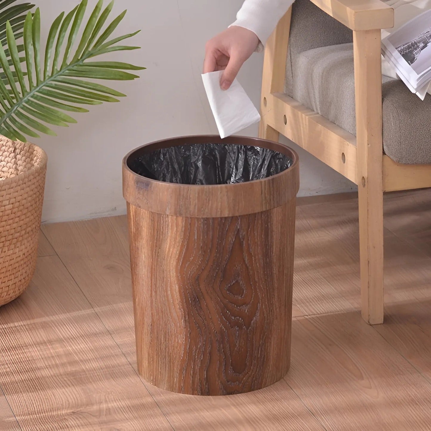 Nordisk Stil Minimalistisk Træ Affaldsbeholder – Moderne Hjem & Kontor Trash Bins & Waste Solutions Tech Butik