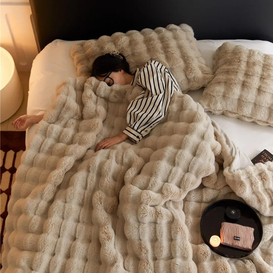 Blød Fleeceplaid – Hyggelig Tæppe til Sengen Fleece tæpper Tech Butik Camel 100x160 cm