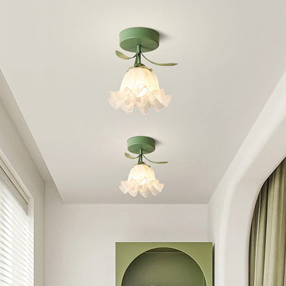 Loftlampe med Blomsterdesign – Stilfuldt Glasarmatur Belysning Tech Butik