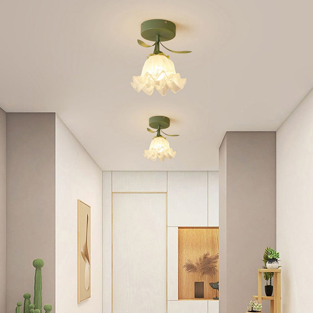 Loftlampe med Blomsterdesign – Stilfuldt Glasarmatur Belysning Tech Butik