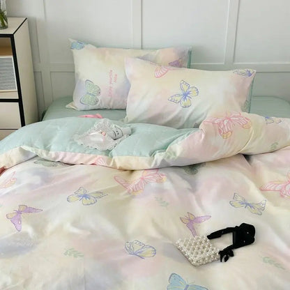 Blomsterbeddengoed Sæt i Lyserød Polyester Med Dynebetræk og Pudebetræk Dekoration Tech Butik Stil C Tvillingbetræk 4Styk 150cm x 200cm