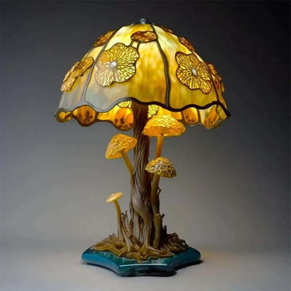 Bordlampe med Farverig Glasstil til Rolige Rum Lamp Tech Butik Guldfarvet svamp