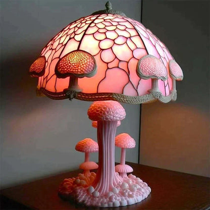 Bordlampe med Farverig Glasstil til Rolige Rum Lamp Tech Butik Rosa svamp