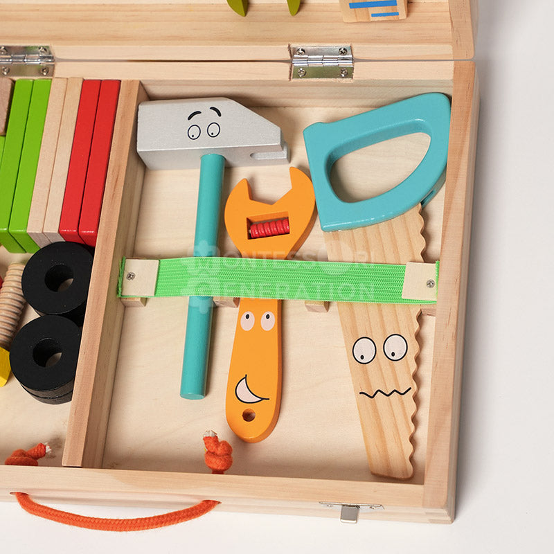 Træværktøjskasse – Læringsværktøjssæt til Børn Montessori Legetøj Tech Butik