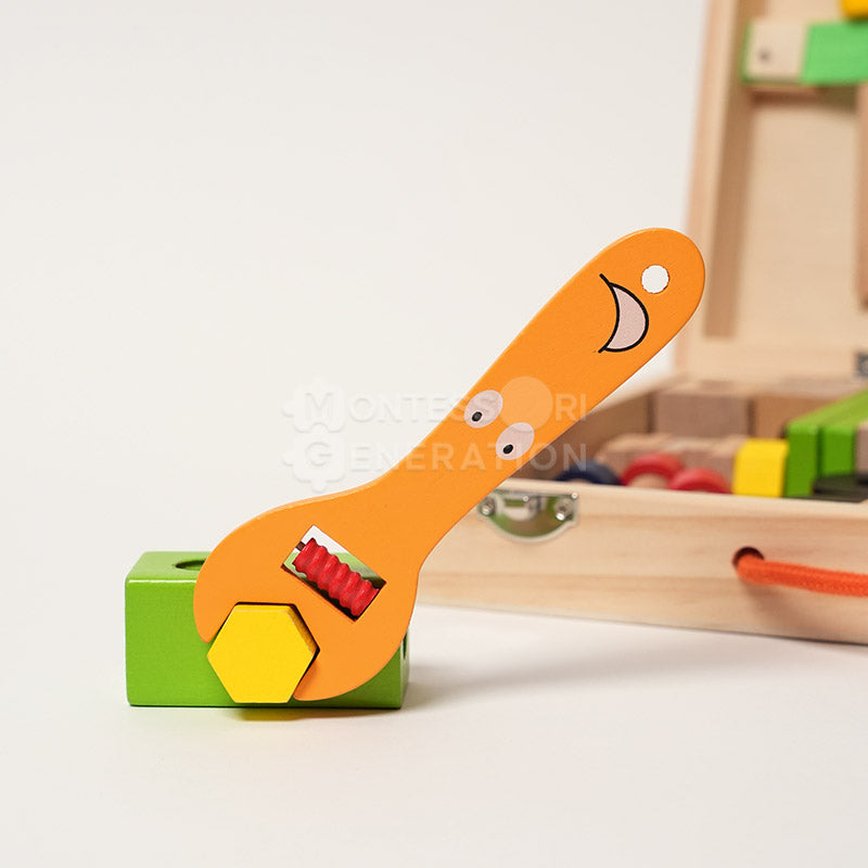 Træværktøjskasse – Læringsværktøjssæt til Børn Montessori Legetøj Tech Butik