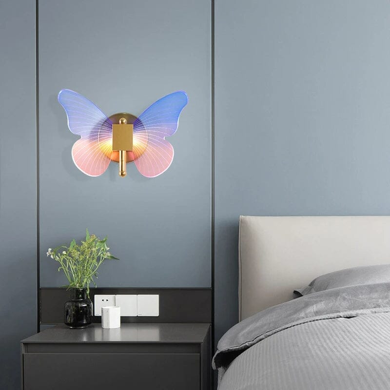 Butterfly LED-væglampe til hyggelig indendørs belysning Væglamper Tech Butik Wall Butterfly Blå og pink Varm hvid