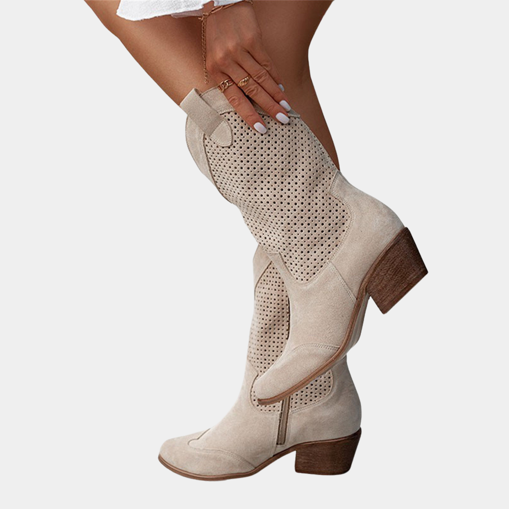 Åndbare Chic Cowboystøvler med Lynlås – Stil og Komfort i Hvert Skridt Women's Boots Tech Butik