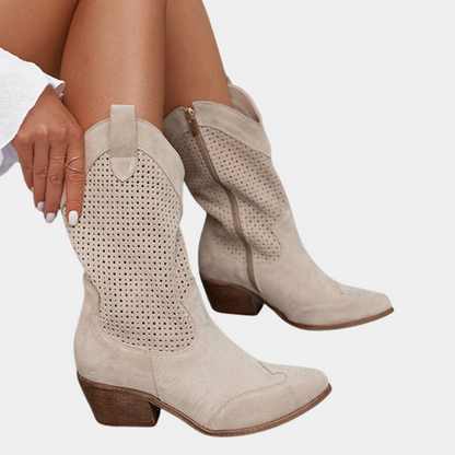 Åndbare Chic Cowboystøvler med Lynlås – Stil og Komfort i Hvert Skridt Women's Boots Tech Butik