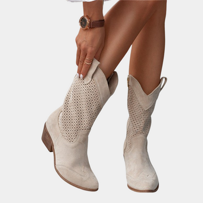 Åndbare Chic Cowboystøvler med Lynlås – Stil og Komfort i Hvert Skridt Women's Boots Tech Butik Khaki 35