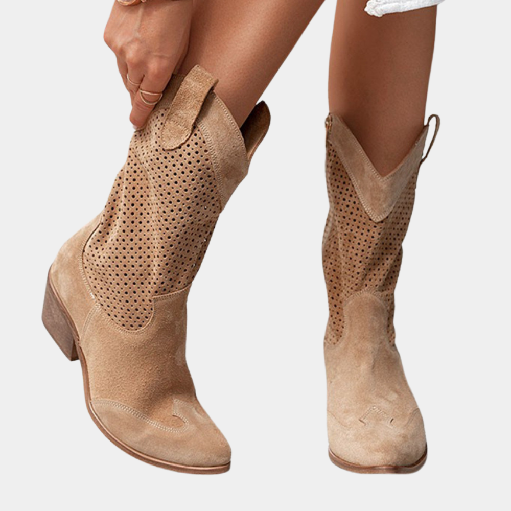 Åndbare Chic Cowboystøvler med Lynlås – Stil og Komfort i Hvert Skridt Women's Boots Tech Butik Brun 35