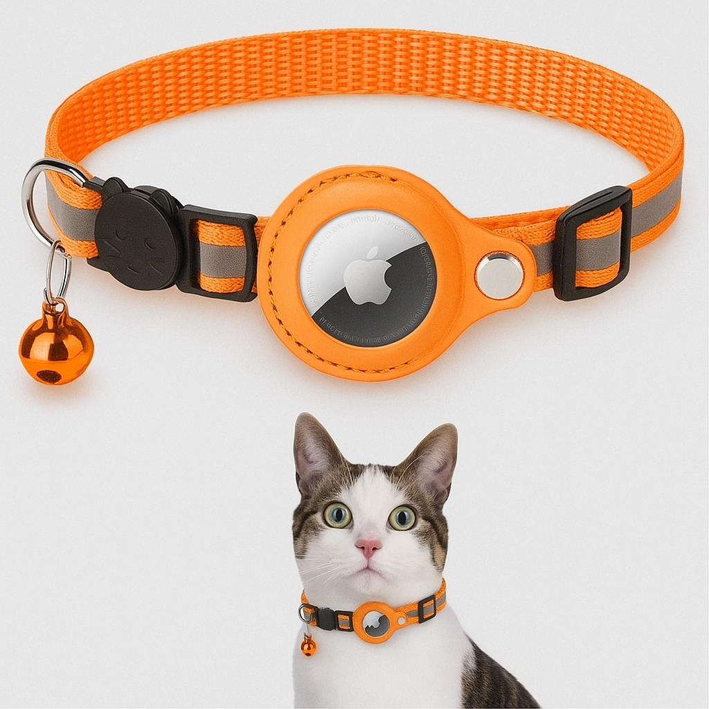 Smart GPS-sporingshalsbånd til kat – Sikkerhedsdesign med Hurtigudløser og Reflekterende Natsynlighed GPS Collars Tech Butik Orange Uden GPS tracker