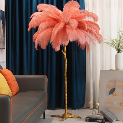 Luksus Struds Fjeder Gulvlampe – Forvandl Dit Rum til et Stilfuldt og Luksuriøst Fristed Floor Lamps Tech Butik Cameo Brun Dia 75cmx H 120cm/D 29.53"x H47.24"
