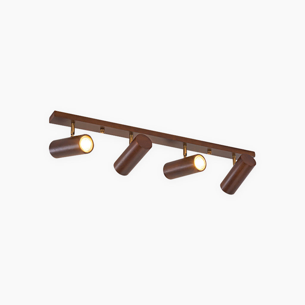 Nordisk Enkel Træ Væglampe – Justerbar LED-Spotlight til Moderne Stemningsbelysning Ceiling Lights Tech Butik Valnød farve 4 heads: L74cm*H15cm / L29.13'' × H5.91'' (28W)
