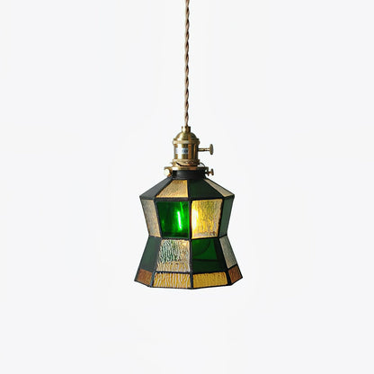 Chic Retro Hængelampe med Kunstnerisk Metal- og Glasdesign Hængelamper Tech Butik Dia 15cm x H 16cm Grøn+Uigennemsigtig