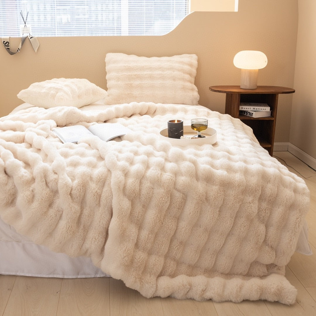 Chunky Knit Falsk Pels Vægtet Tæppe - Hyggelig & Stilfuld Vægtede tæpper Tech Butik Elfenben Creme 100x160cm