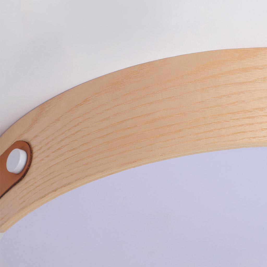 Stilfuld Cirkulær Træ- og Læderloftslampe – Chic, Miljøvenlig Belysning Flush Mount Ceiling Lights Tech Butik