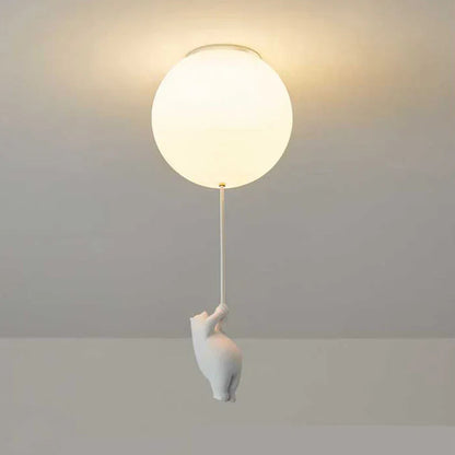 Loftlampe med Bjørn og Ballon - LED Plafondlampe til Børneværelse Loftlampe Tech Butik 15 cm B varm hvid