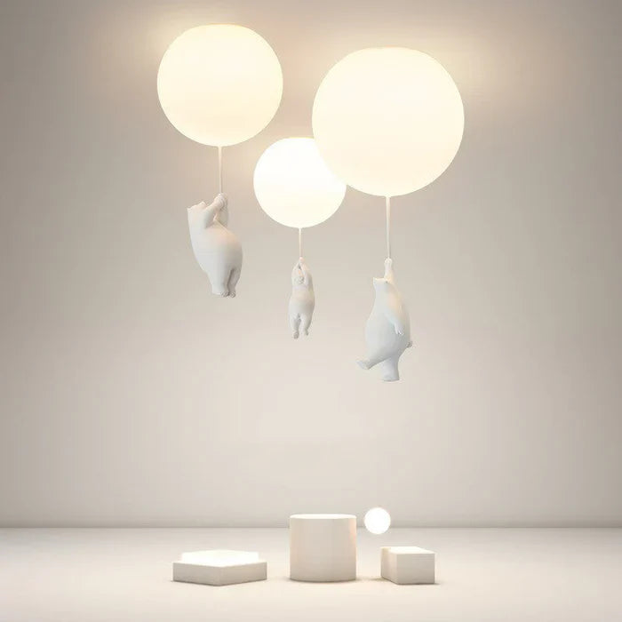 Loftlampe med Bjørn og Ballon - LED Plafondlampe til Børneværelse Loftlampe Tech Butik