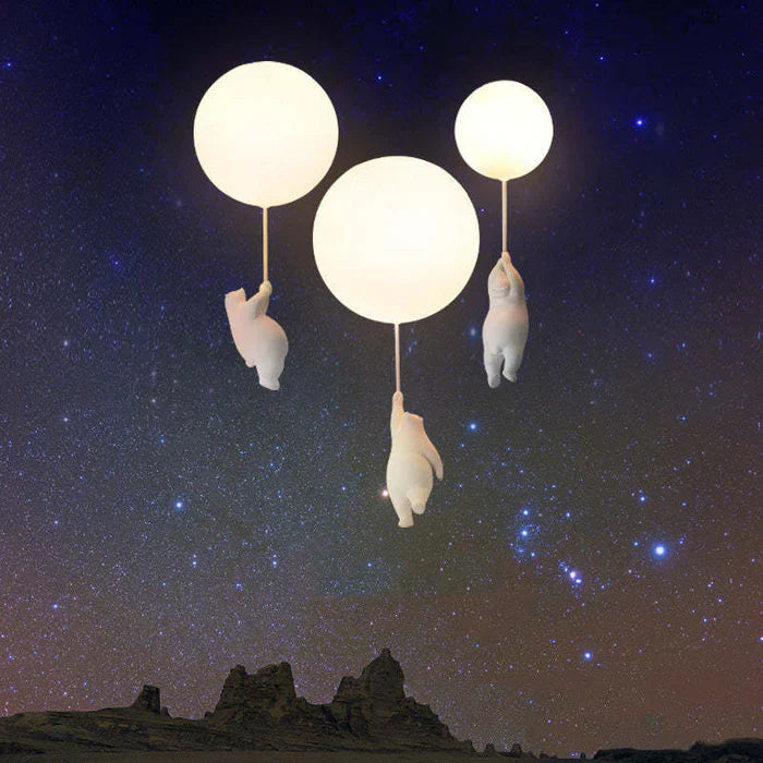 Loftlampe med Bjørn og Ballon - LED Plafondlampe til Børneværelse Loftlampe Tech Butik