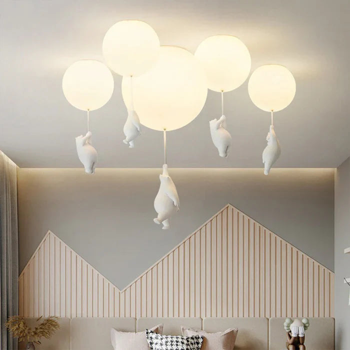 Loftlampe med Bjørn og Ballon - LED Plafondlampe til Børneværelse Loftlampe Tech Butik