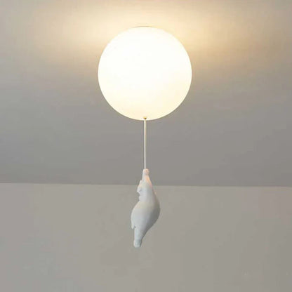 Loftlampe med Bjørn og Ballon - LED Plafondlampe til Børneværelse Loftlampe Tech Butik 15 cm C varm hvid