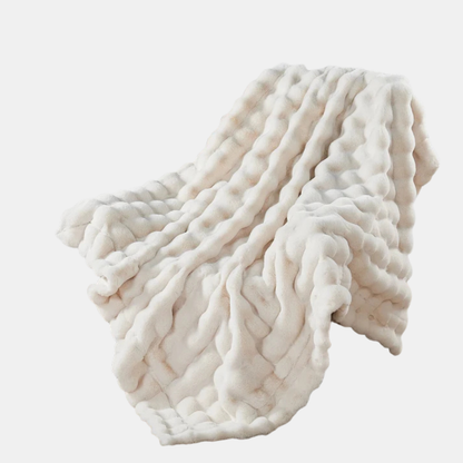 Super Blød Fluffy Luksus Kaninpels Wave Tæppe – Varme, Komfort og Stil Blanket Tech Butik Elfenben Kaste 100x150cm