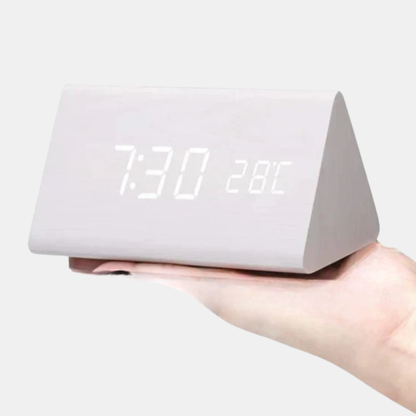 LED Træbordur med Stemmeaktivering – Moderne Elegance Møder Smart Teknologi Clocks Tech Butik