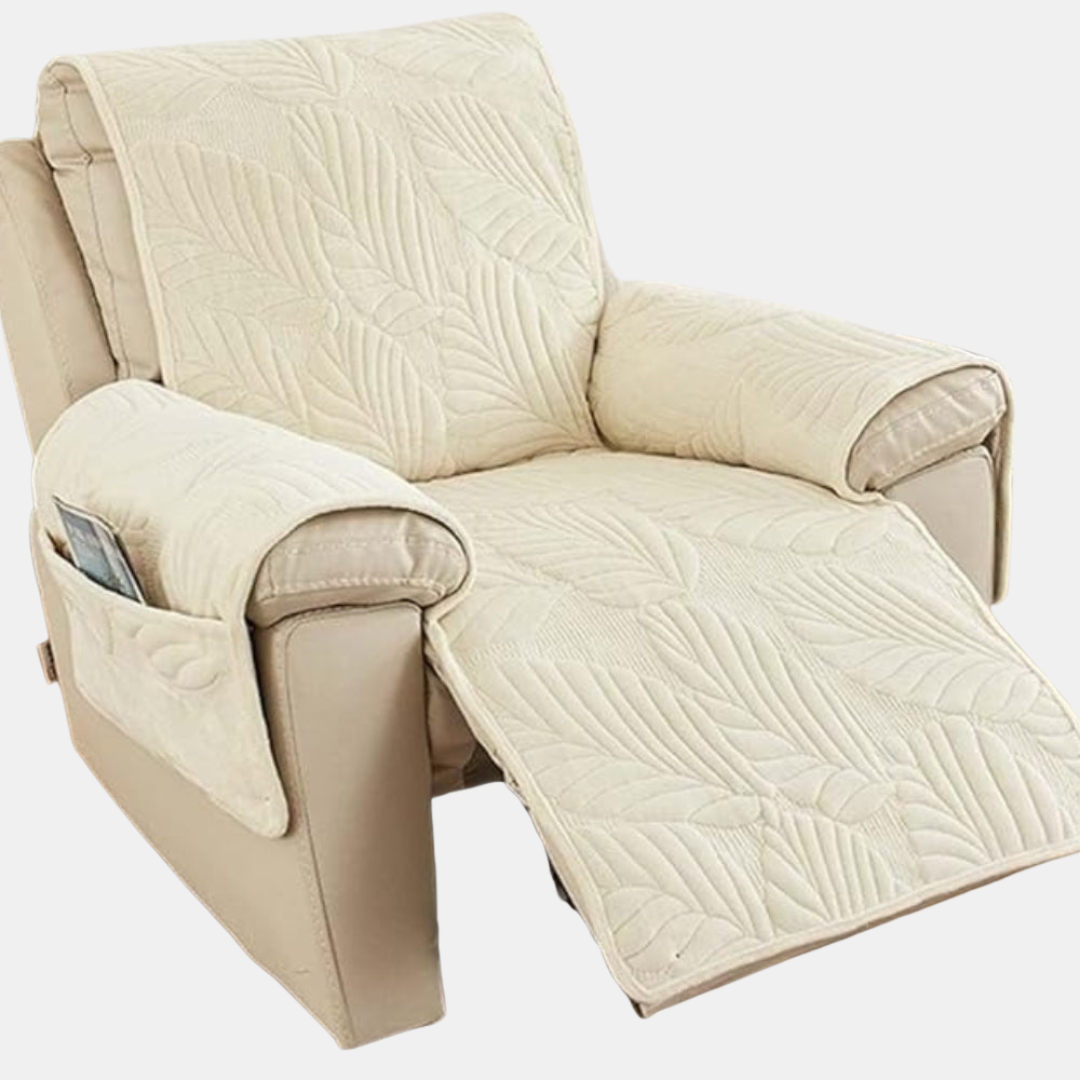 Lænestolsbetræk med Bladmønster – Stilfuld Beskyttelse til Din Yndlingsstol Tech Butik Beige 24"x88.5"