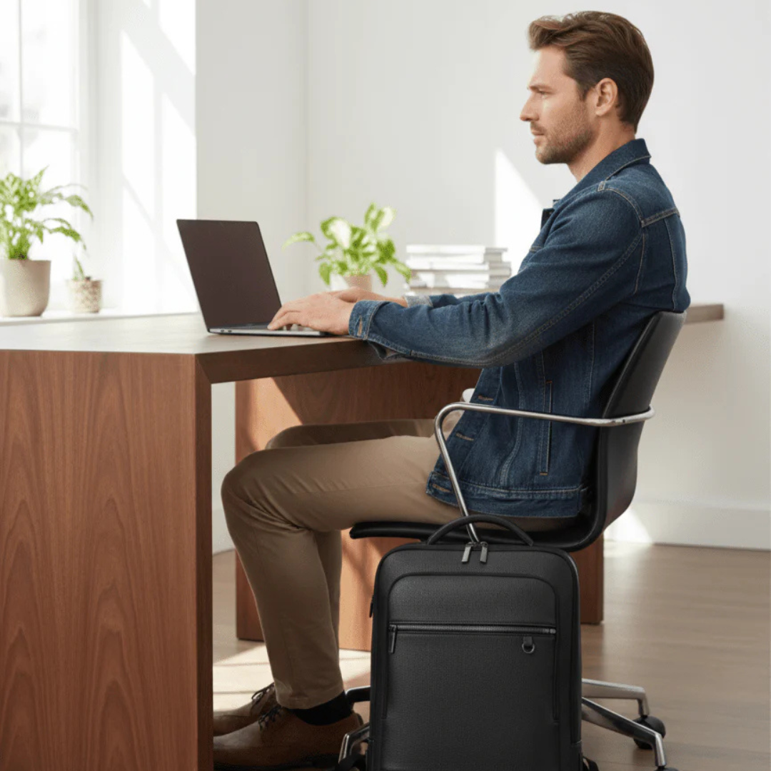 Elegant Læder Rygsæk til Laptop – USB-Klar til Moderne Livsstil Bags Tech Butik