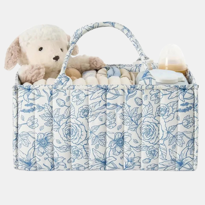 Multifunktionel Bomulds Ble- & Babykurv – Organiseret Forældreskab gjort Let Baby & Children Tech Butik Blå Blomster