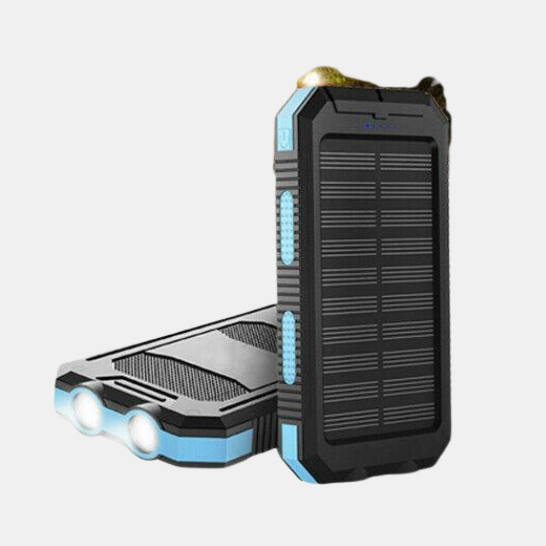 Solopladnings Vandtæt Powerbank | Miljøvenlig Strøm Overalt Powerbanks Tech Butik Blå
