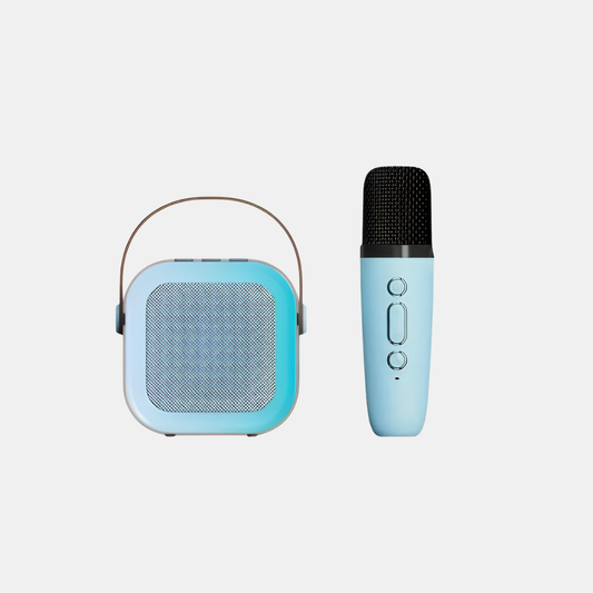 Højttaler med Mikrofon Sæt – Kompakt Karaoke Sjov Overalt Speaker With Microphone Set Tech Butik Blå 1 Mic
