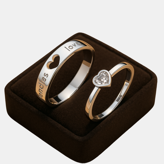 Hjerteformede Par-Ringe – Justerbare 925 Sterlingsølv Jewelry Ring Standard Tech Butik Evig forbindelse