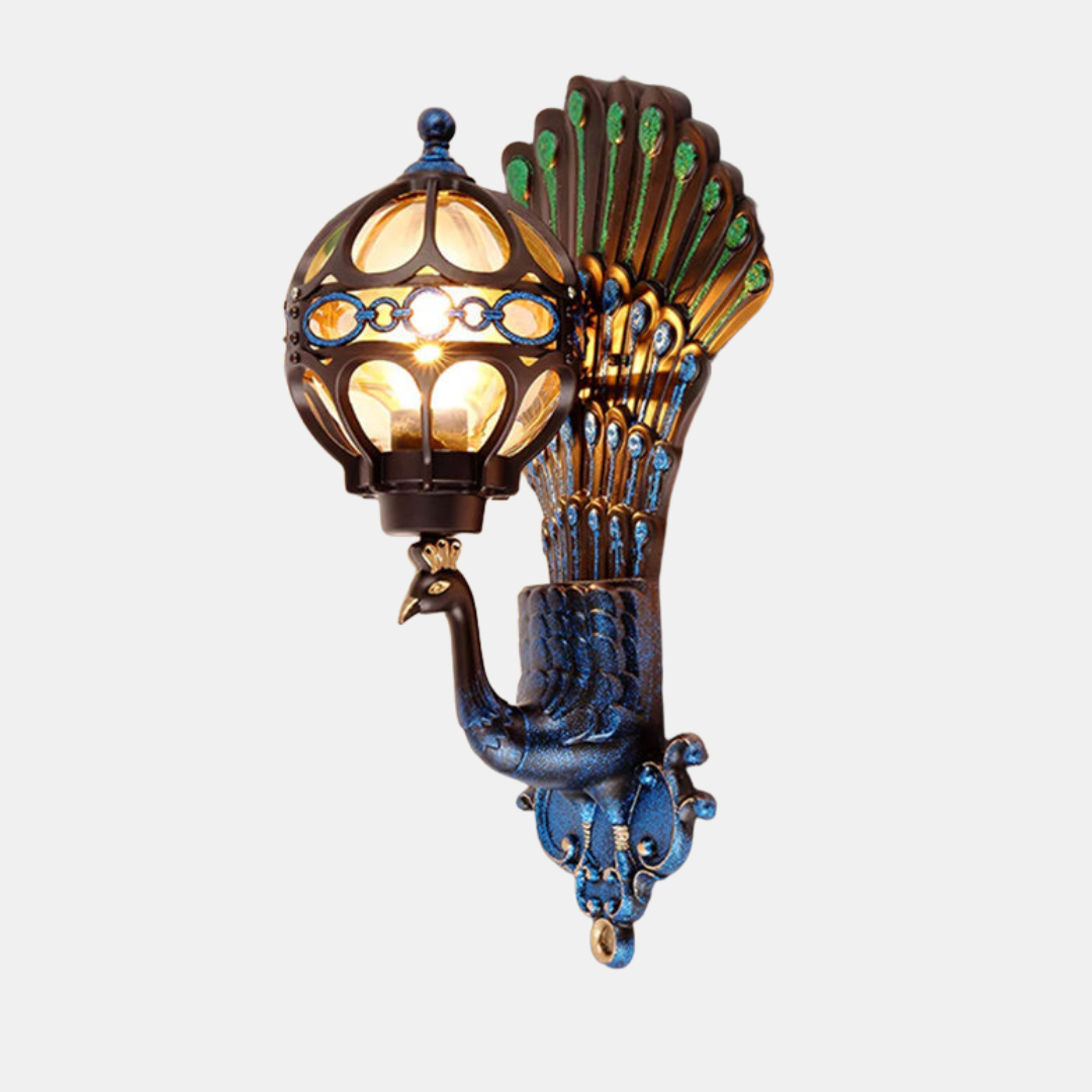 Vandtæt Retro Påfugl Udendørs Væglampe – Vintage Europæisk Elegance til Udendørsområder Udendørs belysning Tech Butik Farverig