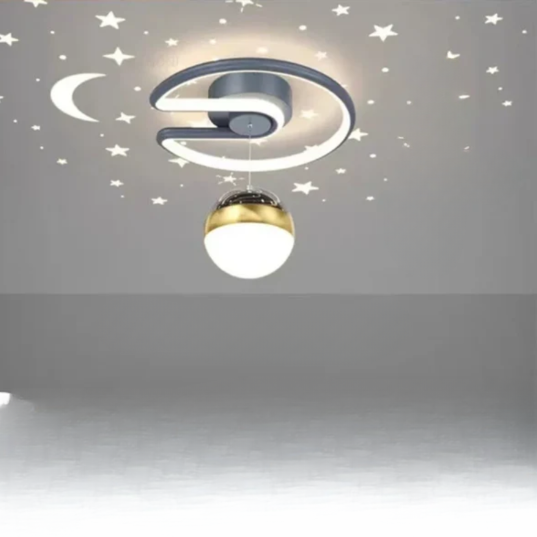 Stjernehimmel Dæmpbar LED Loftlampe – Tag Natten Indendørs Belysning Tech Butik Grå 25 × 24 cm