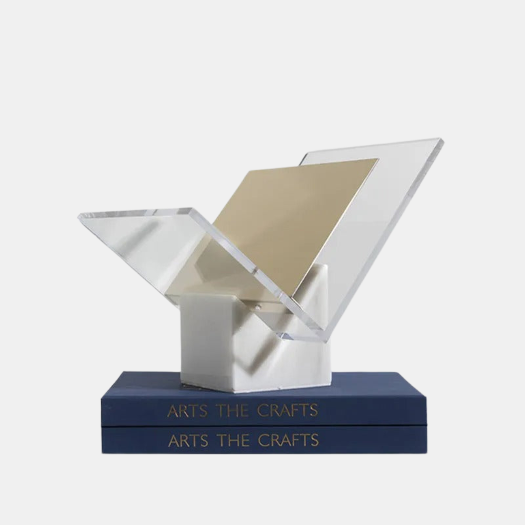 Moderne Marmor Akryl Filholder og Bogreol – Stilfuld og Funktionel Opbevaring Kontorartikler Tech Butik Hvid