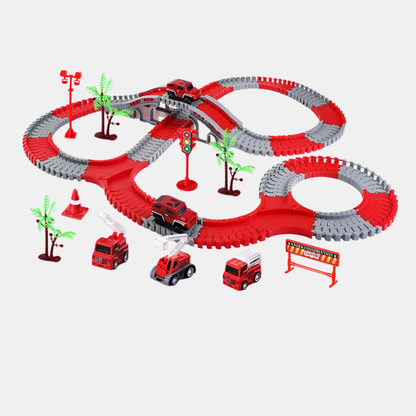 Fleksibelt Togbanesæt – Byg, Bøj & Skab Uendelige Eventyr Banesæt Tech Butik Brandbekæmpelse 229 Stykker (30% EKSTRA FORDEL)
