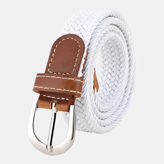 Elegant Flettet Elastikbælte – Komfortabelt, Stilfuldt og Alsidigt Bælter Tech Butik Hvid 105CM