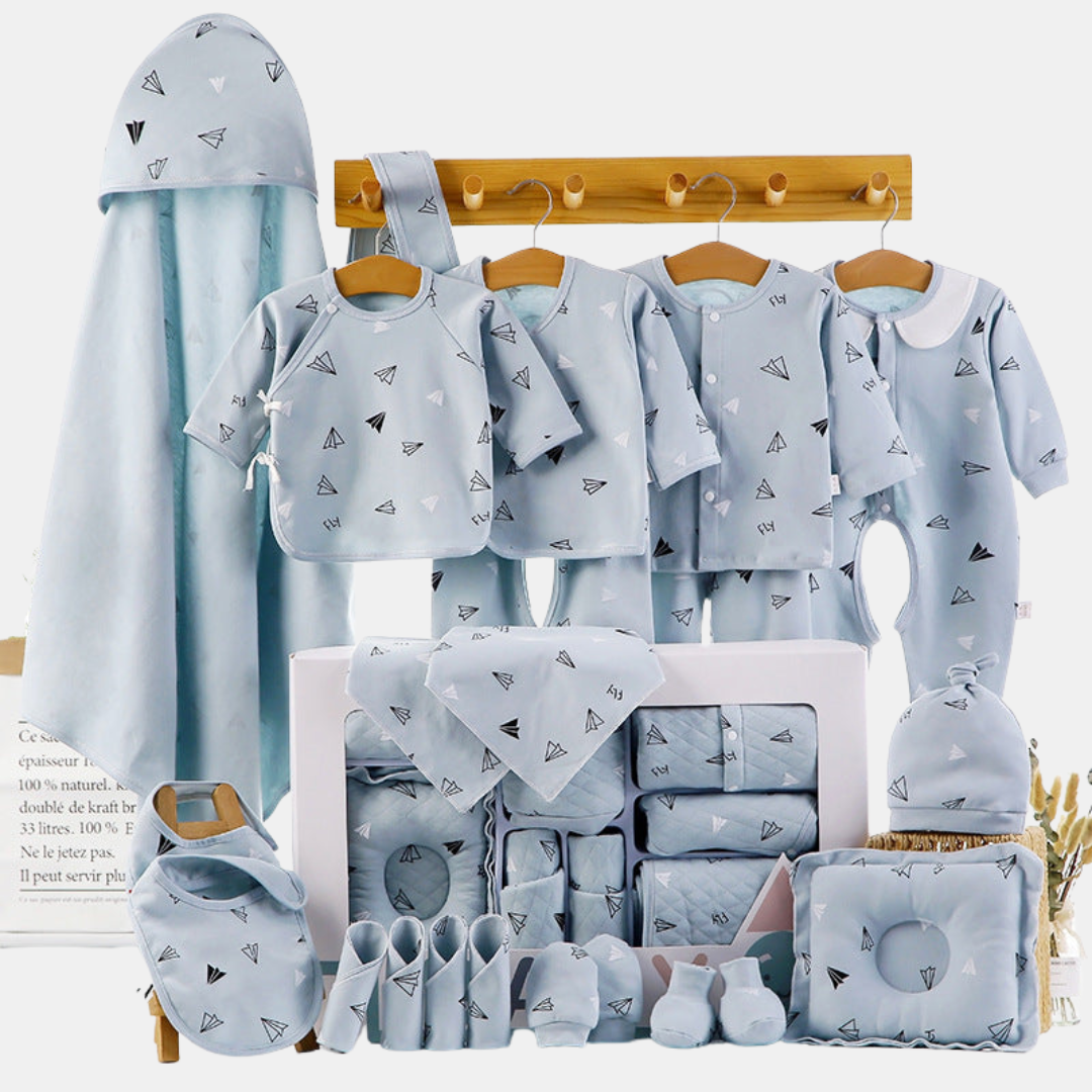 Baby Gaveæske – Ren bomuldskomfort til nyfødte Tech Butik Blå 22 - stykke sæt