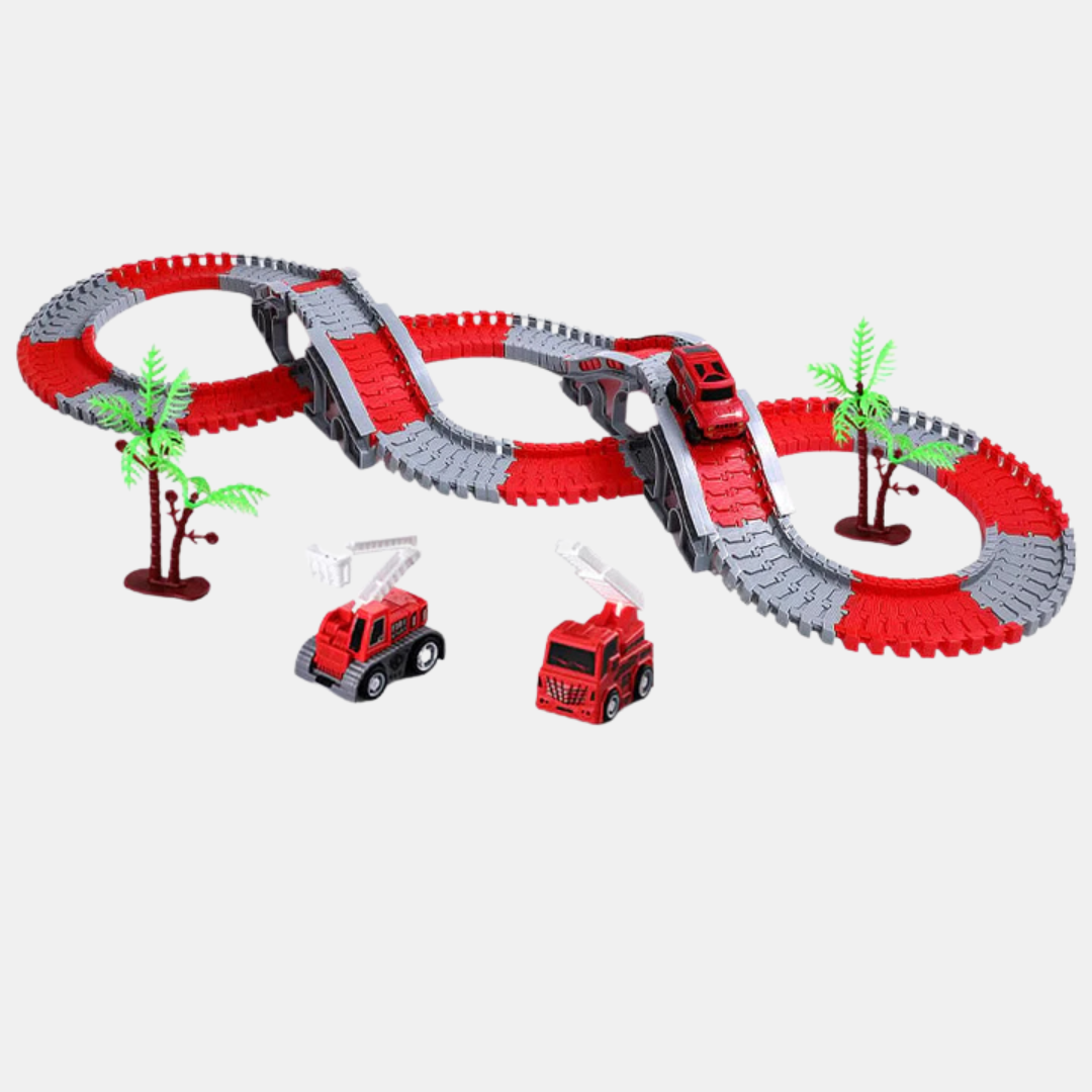 Fleksibelt Togbanesæt – Byg, Bøj & Skab Uendelige Eventyr Banesæt Tech Butik Brandbekæmpelse 197 Stykker (20% EKSTRA FORDEL)