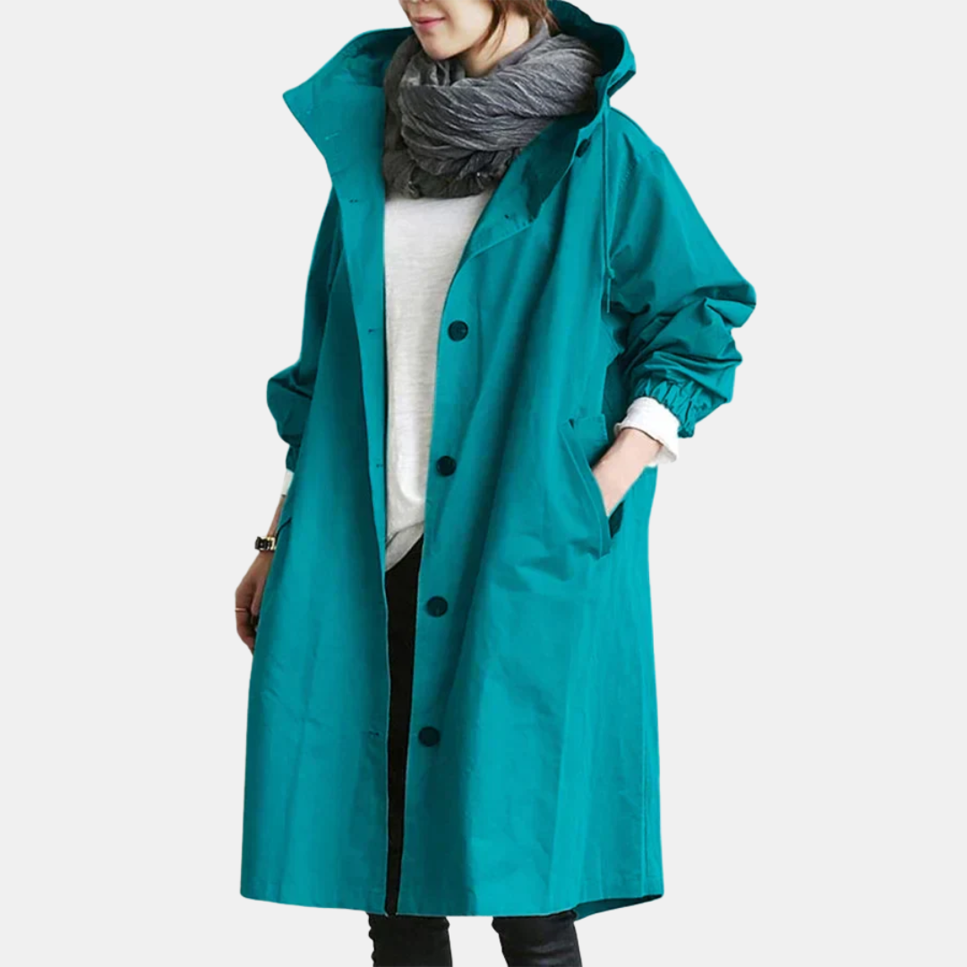Vandtæt Oversized Mid-Længde Trenchcoat – Elegance Møder Funktion Kvinders frakker og jakker Tech Butik Turkis Blå S