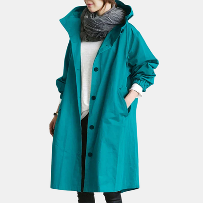 Vandtæt Oversized Mid-Længde Trenchcoat – Elegance Møder Funktion Kvinders frakker og jakker Tech Butik Turkis Blå S