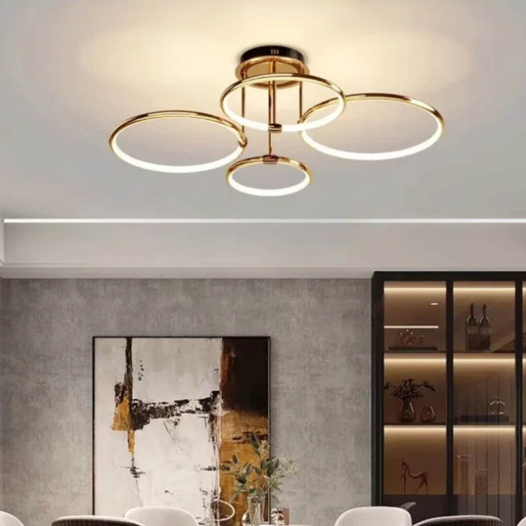 Moderne LED Lysekrone Loftslampe med Ring – Geometrisk Elegance Møder Stemningsfuld Belysning Loftlamper Tech Butik