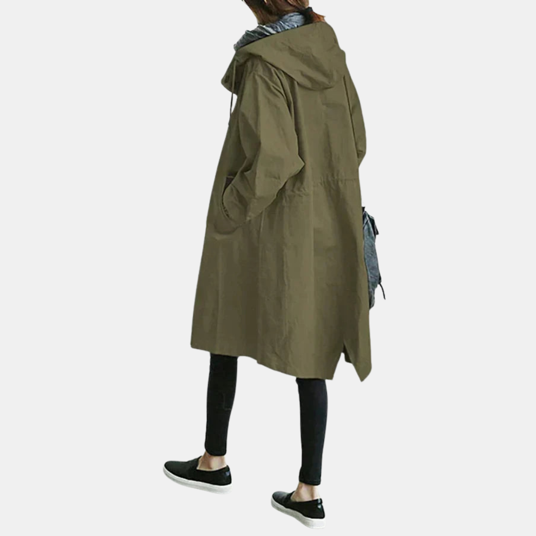 Vandtæt Oversized Mid-Længde Trenchcoat – Elegance Møder Funktion Kvinders frakker og jakker Tech Butik Armygrøn S