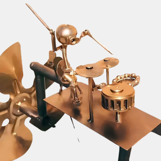 Metal Vindmølle Turbine – Dekorativ og Kinetisk Udendørskunst Tech Butik Guld trommeslager