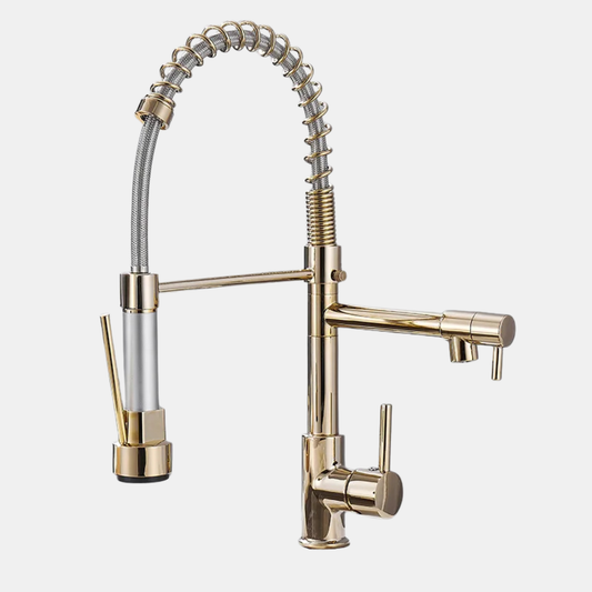 Køkkenarmatur med dobbelt tud – Stil møder funktion Faucet Tech Butik Guld