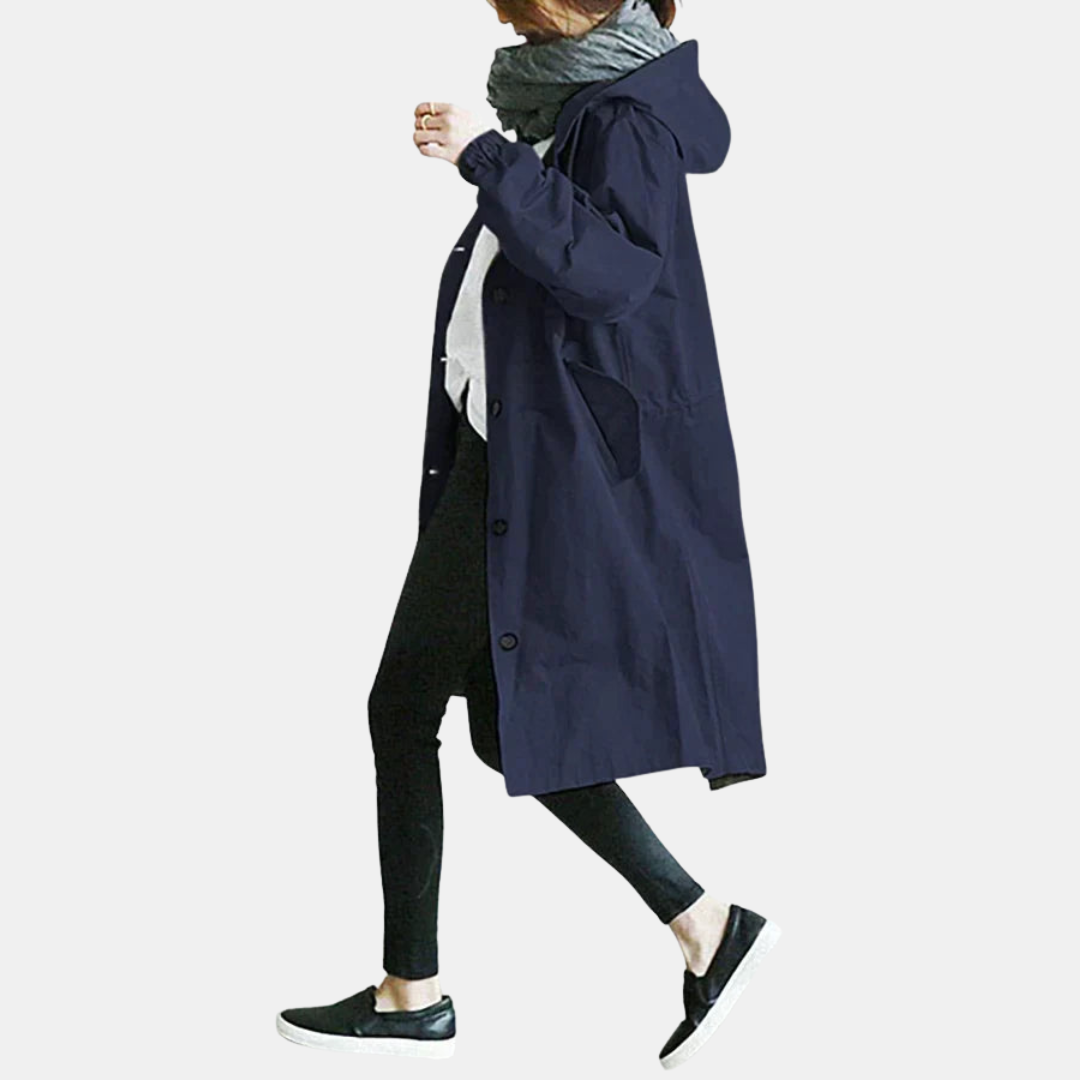 Vandtæt Oversized Mid-Længde Trenchcoat – Elegance Møder Funktion Kvinders frakker og jakker Tech Butik Marineblå S