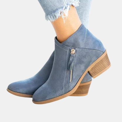 Ortopædiske Læder Ankelstøvler – Stil, Støtte og Komfort Kvinders Støvler Tech Butik Blå 36