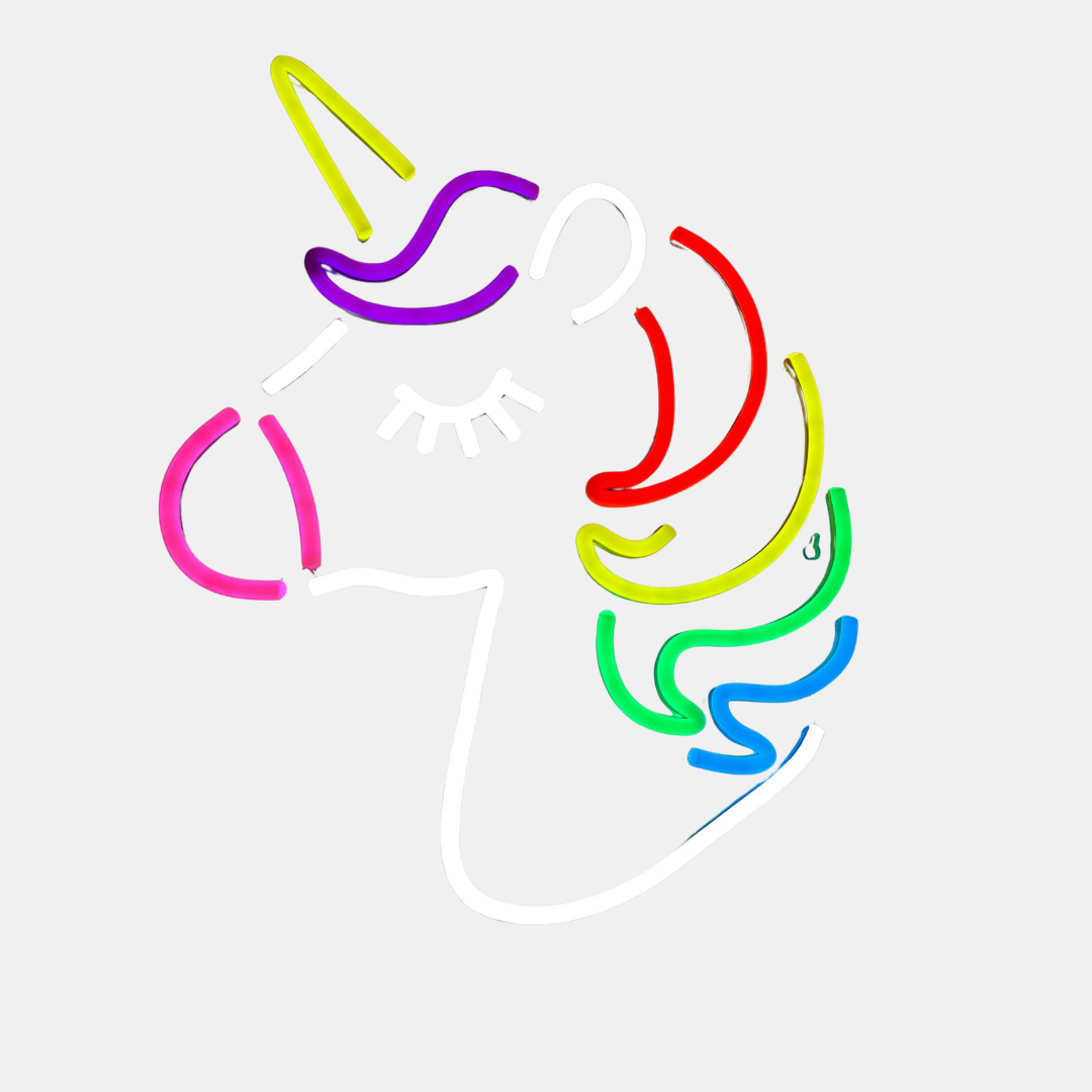 Enhjørning Neon Væglampe – Magisk Glød i Flerfarvet Lys Væglamper Tech Butik