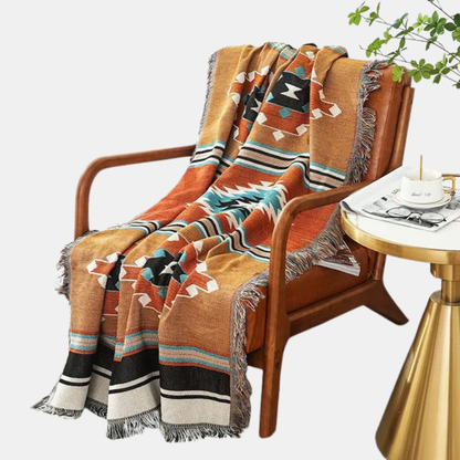 Farverigt Vævet Tæppe – Hygge og Elegance til Dit Hjem Kastetæpper Tech Butik 1 130x160cm